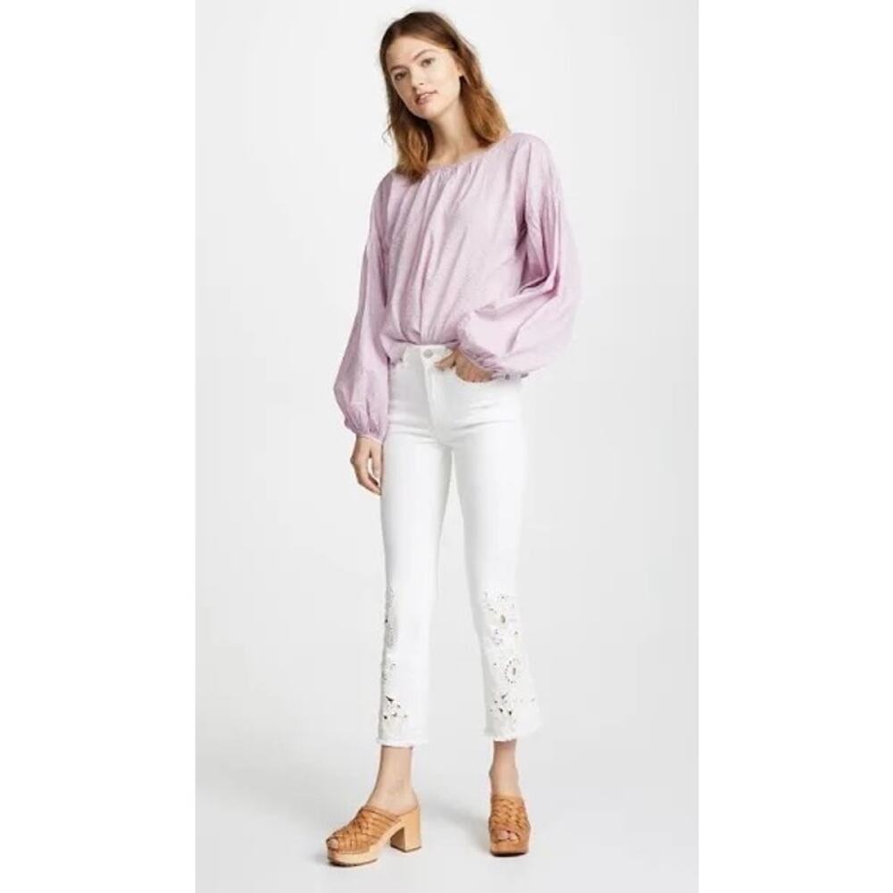 Free People Cutwork Cigarette Jeans in White - Picture 4 of 9